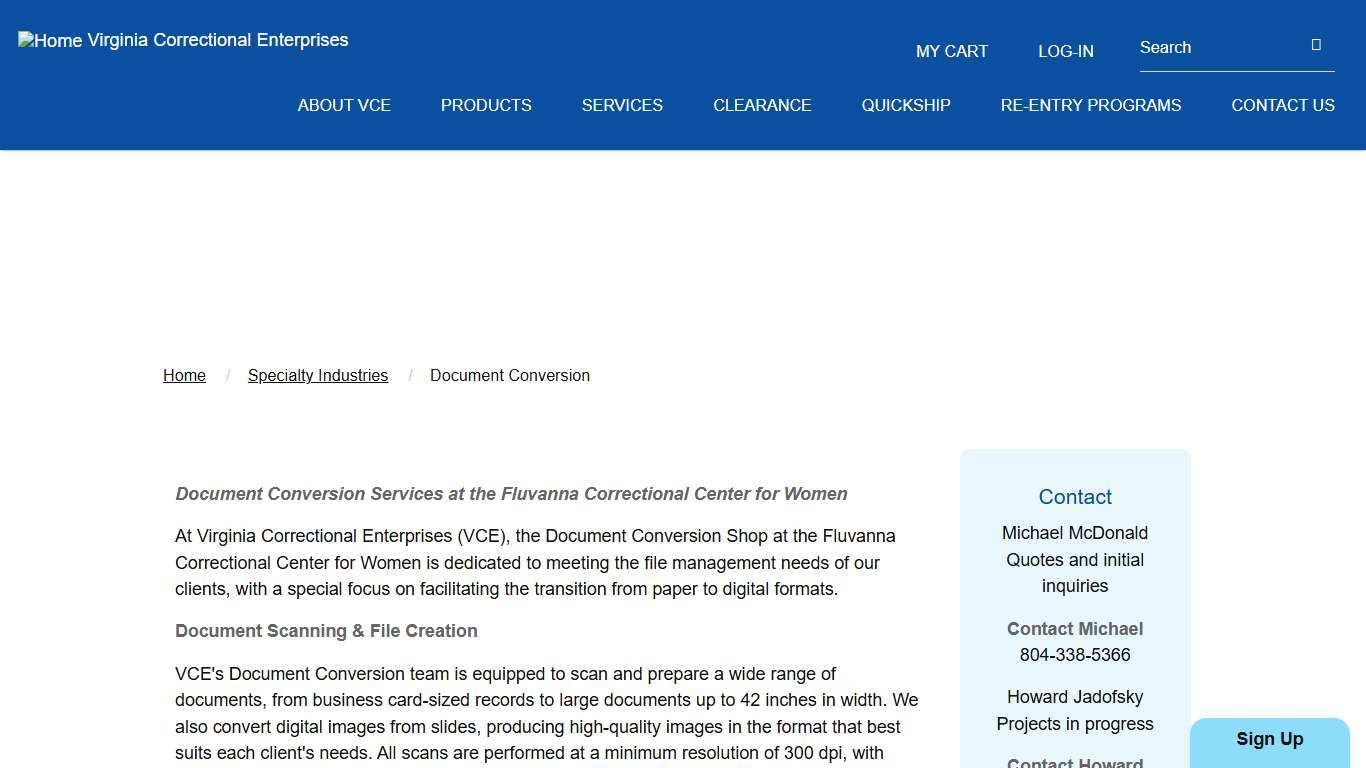 Document Conversion Virginia Correctional Enterprises